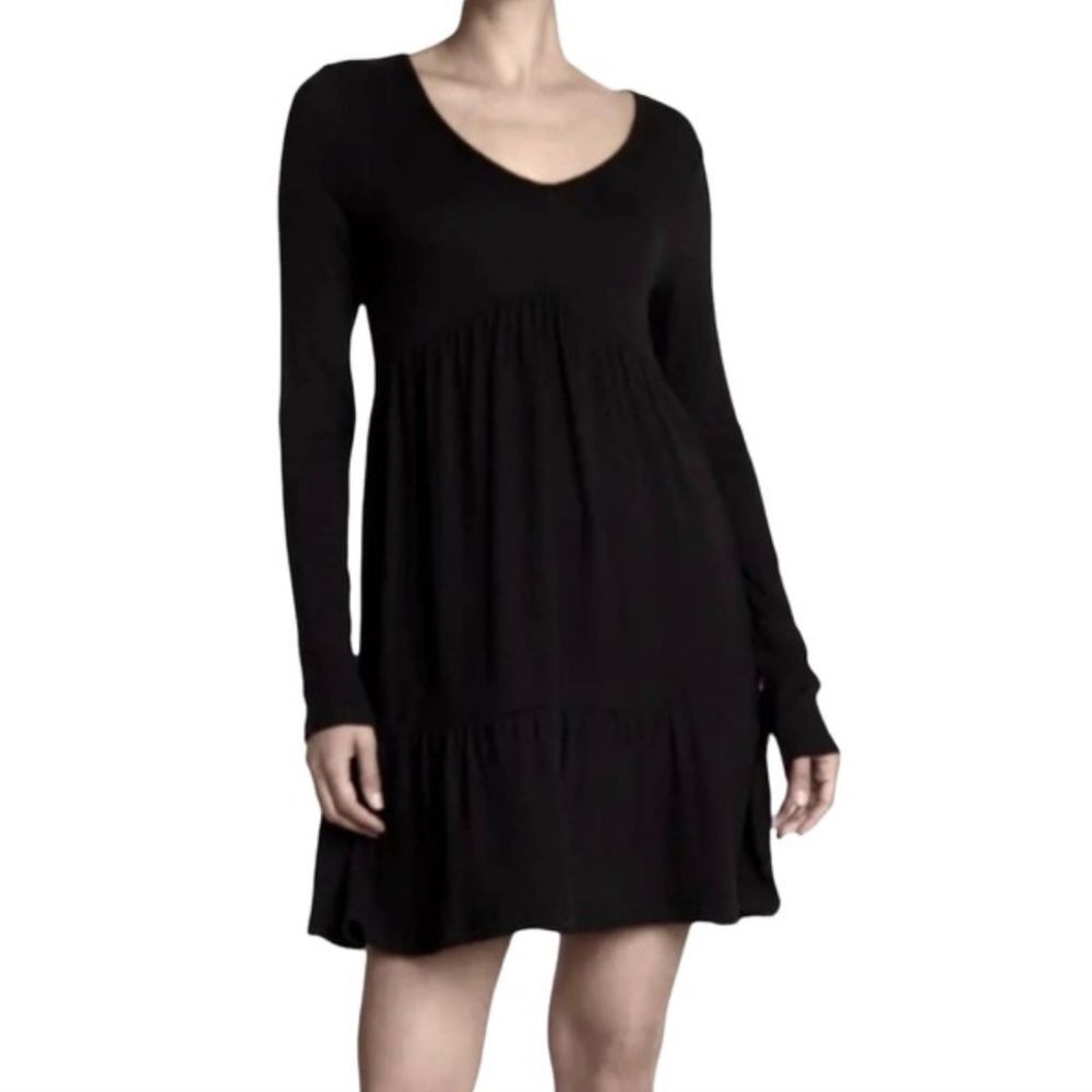 Black Tiered Vneck Dress